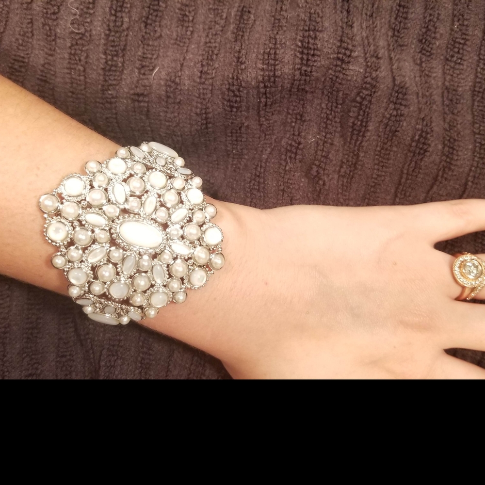 Freshwater Pearl, Mother of Pearl, Sterling Silver Bracelet